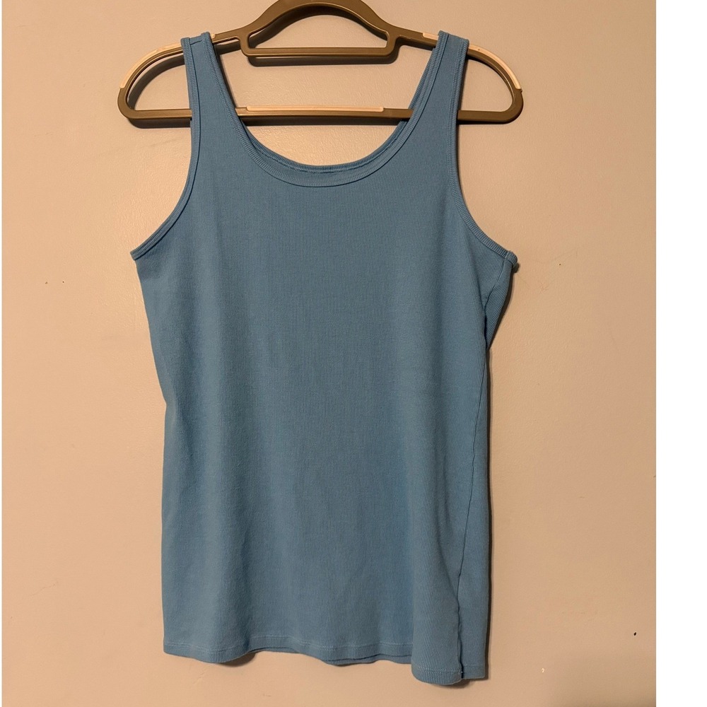 Time and Tru Women's XXL Blue Ribbed Tank Top Scoop Neck Modal Stretch 2013